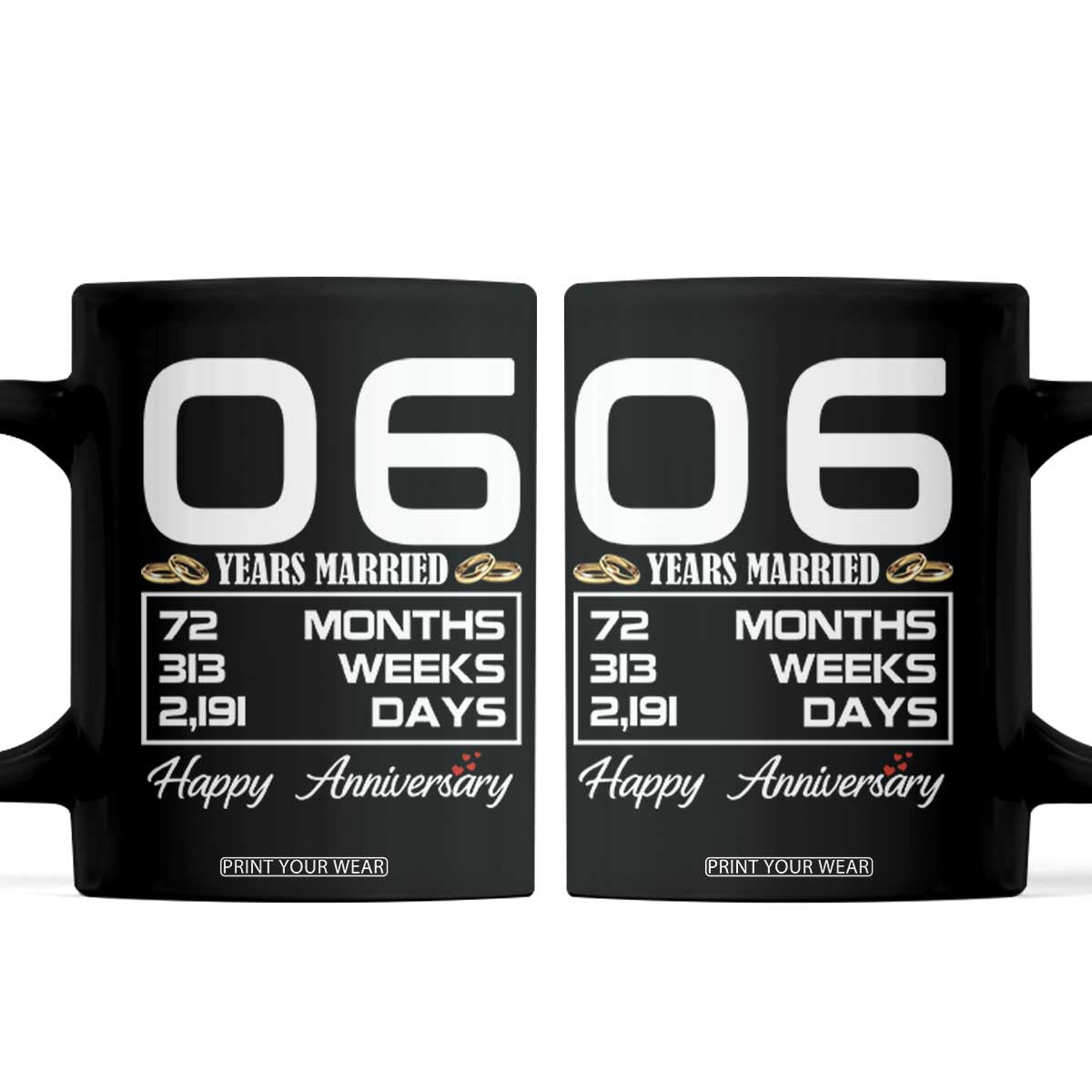 Vintage 6th Wedding Anniversary Coffee Mug Six Years Married Gift
