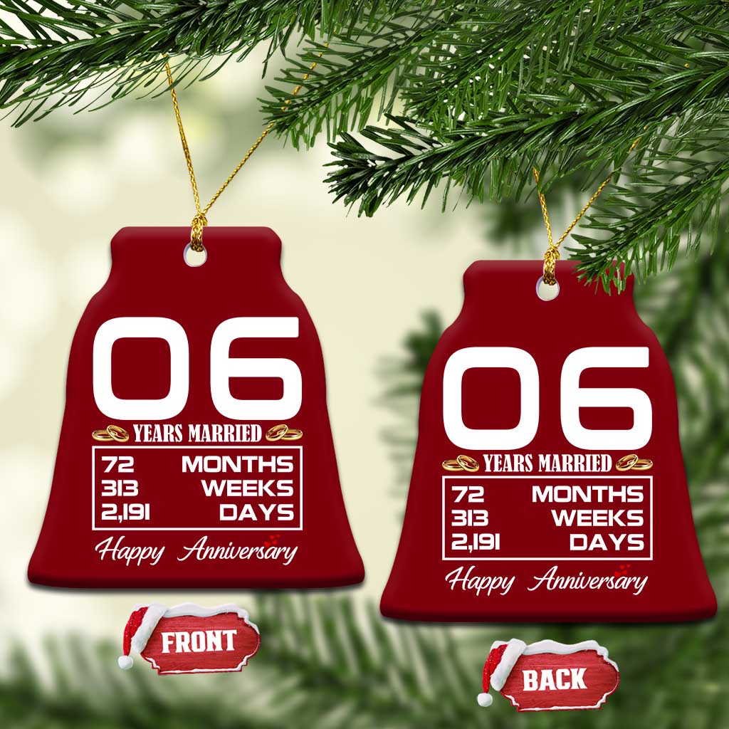 Vintage 6th Wedding Anniversary Ceramic Ornament Six Years Married Gift
