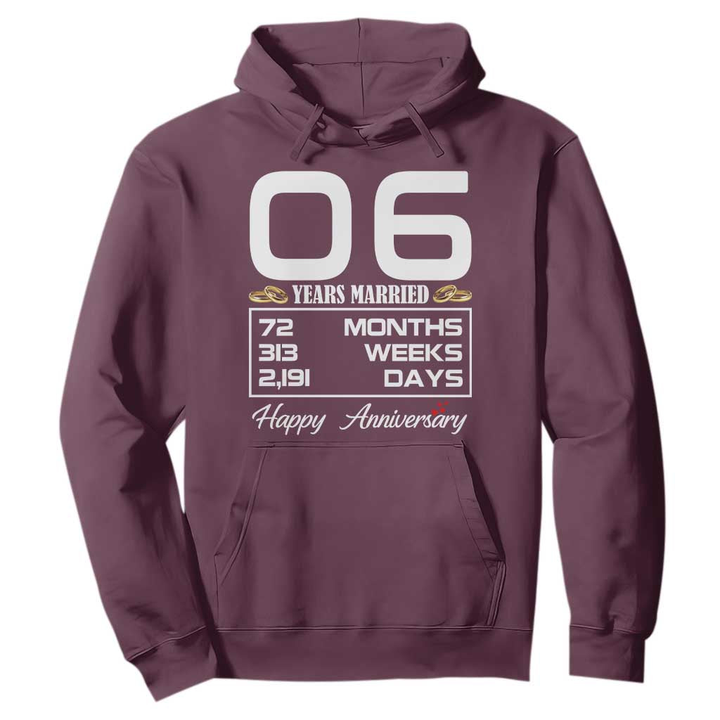 Vintage 6th Wedding Anniversary Hoodie Six Years Married Gift