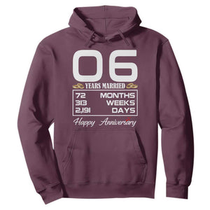 Vintage 6th Wedding Anniversary Hoodie Six Years Married Gift