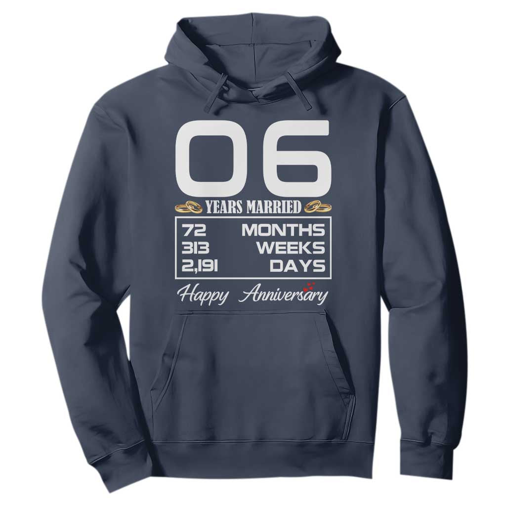 Vintage 6th Wedding Anniversary Hoodie Six Years Married Gift