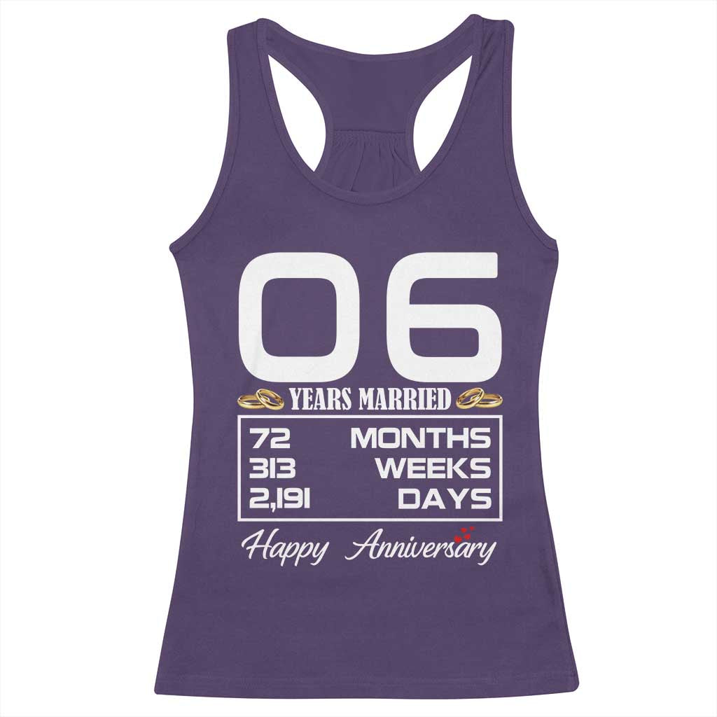 Vintage 6th Wedding Anniversary Racerback Tank Top Six Years Married Gift