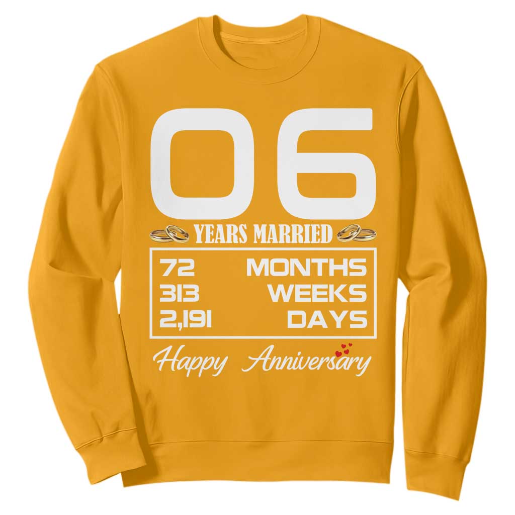 Vintage 6th Wedding Anniversary Sweatshirt Six Years Married Gift