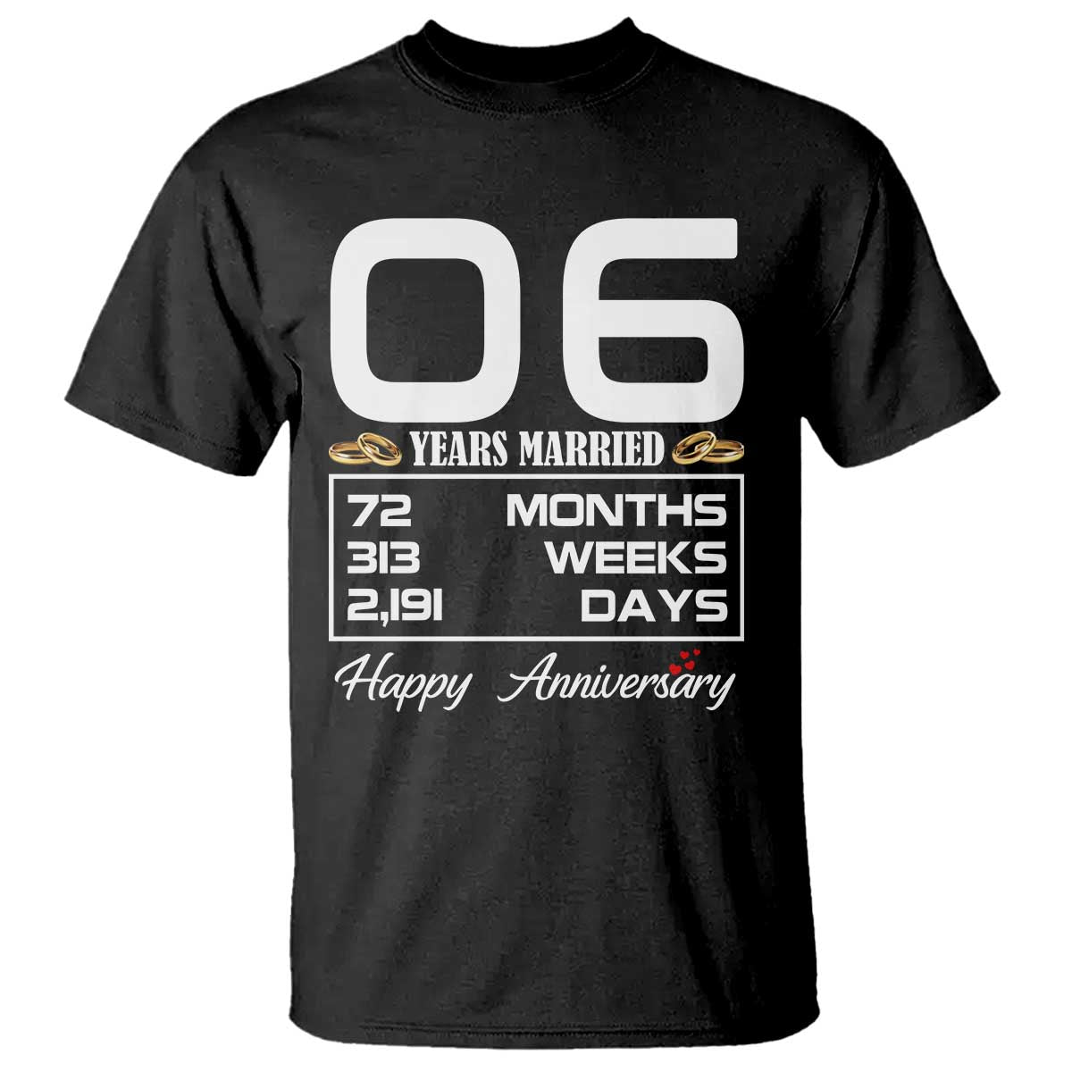 Vintage 6th Wedding Anniversary T Shirt Six Years Married Gift