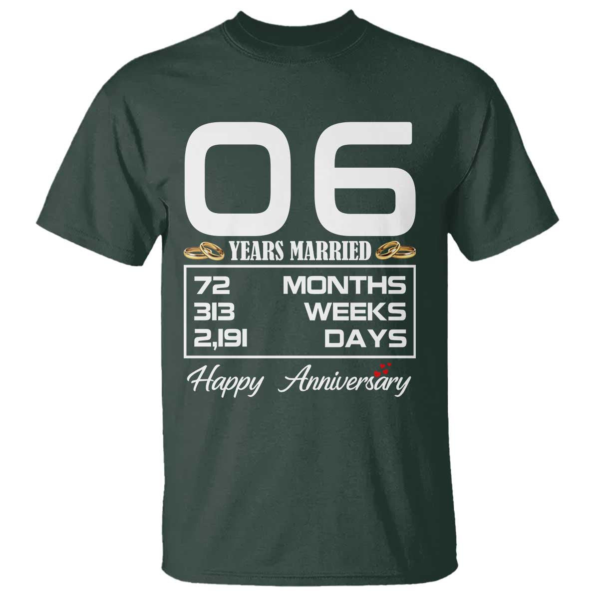 Vintage 6th Wedding Anniversary T Shirt Six Years Married Gift