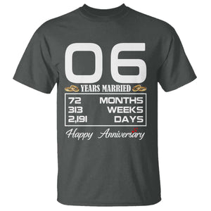 Vintage 6th Wedding Anniversary T Shirt Six Years Married Gift
