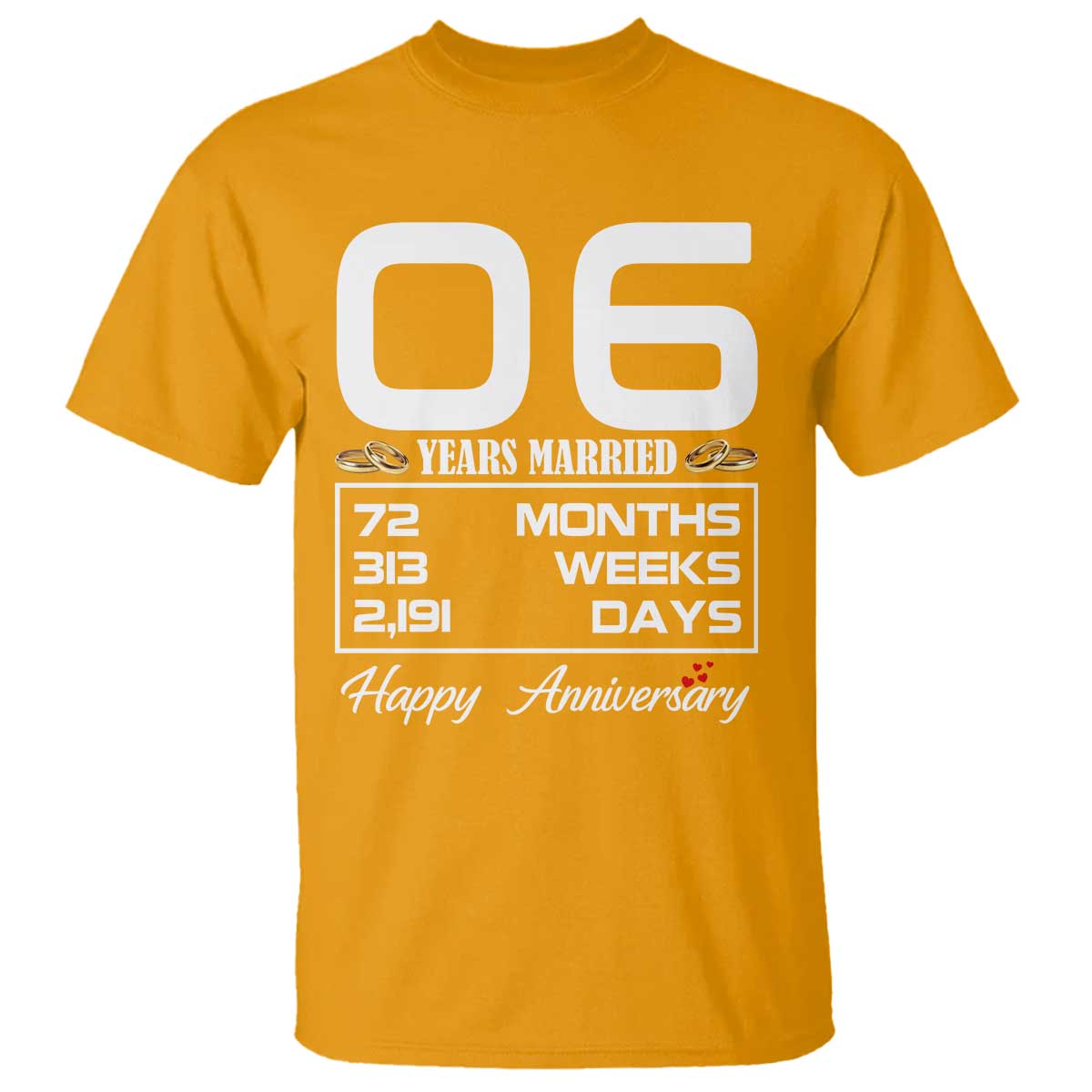 Vintage 6th Wedding Anniversary T Shirt Six Years Married Gift