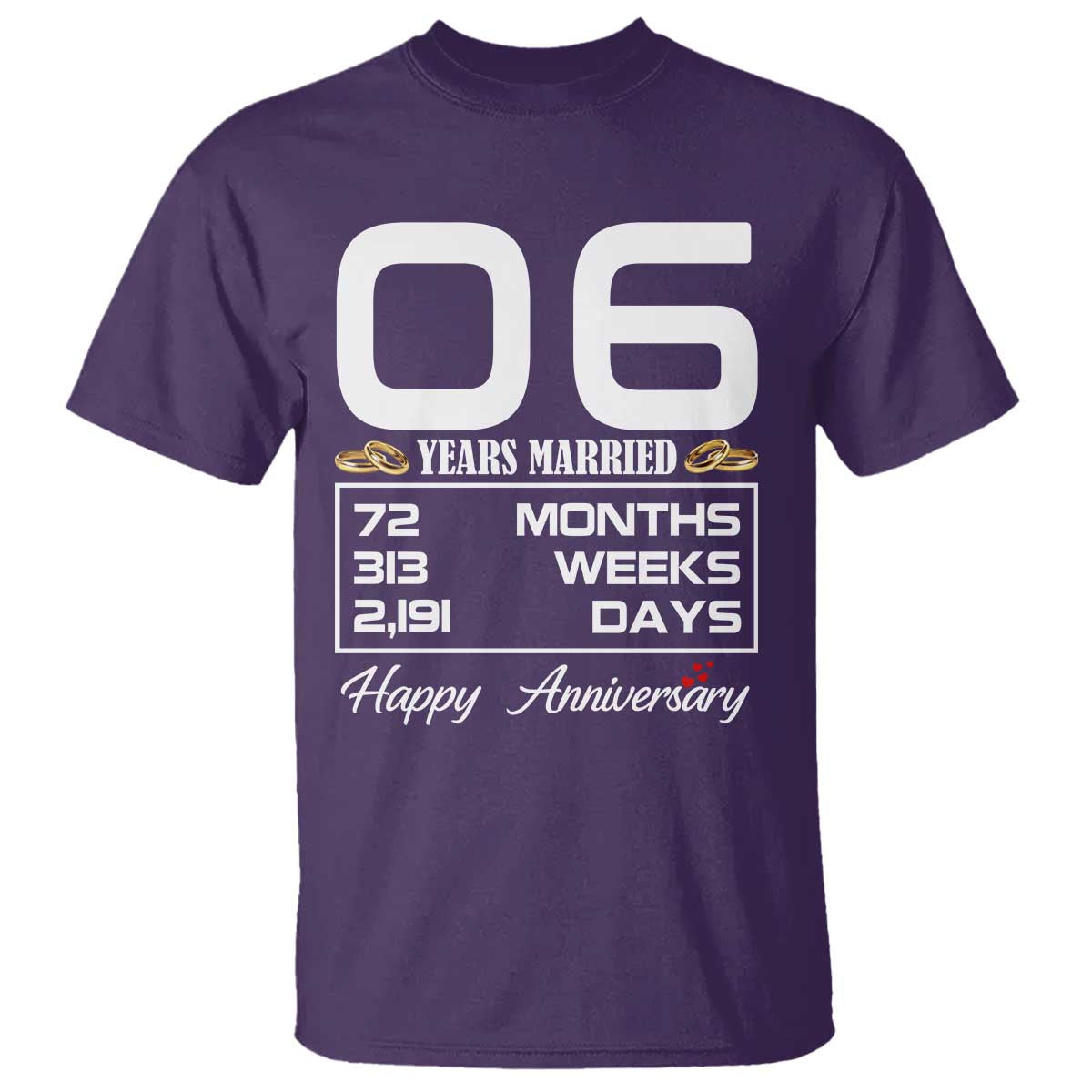 Vintage 6th Wedding Anniversary T Shirt Six Years Married Gift