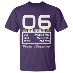 Vintage 6th Wedding Anniversary T Shirt Six Years Married Gift