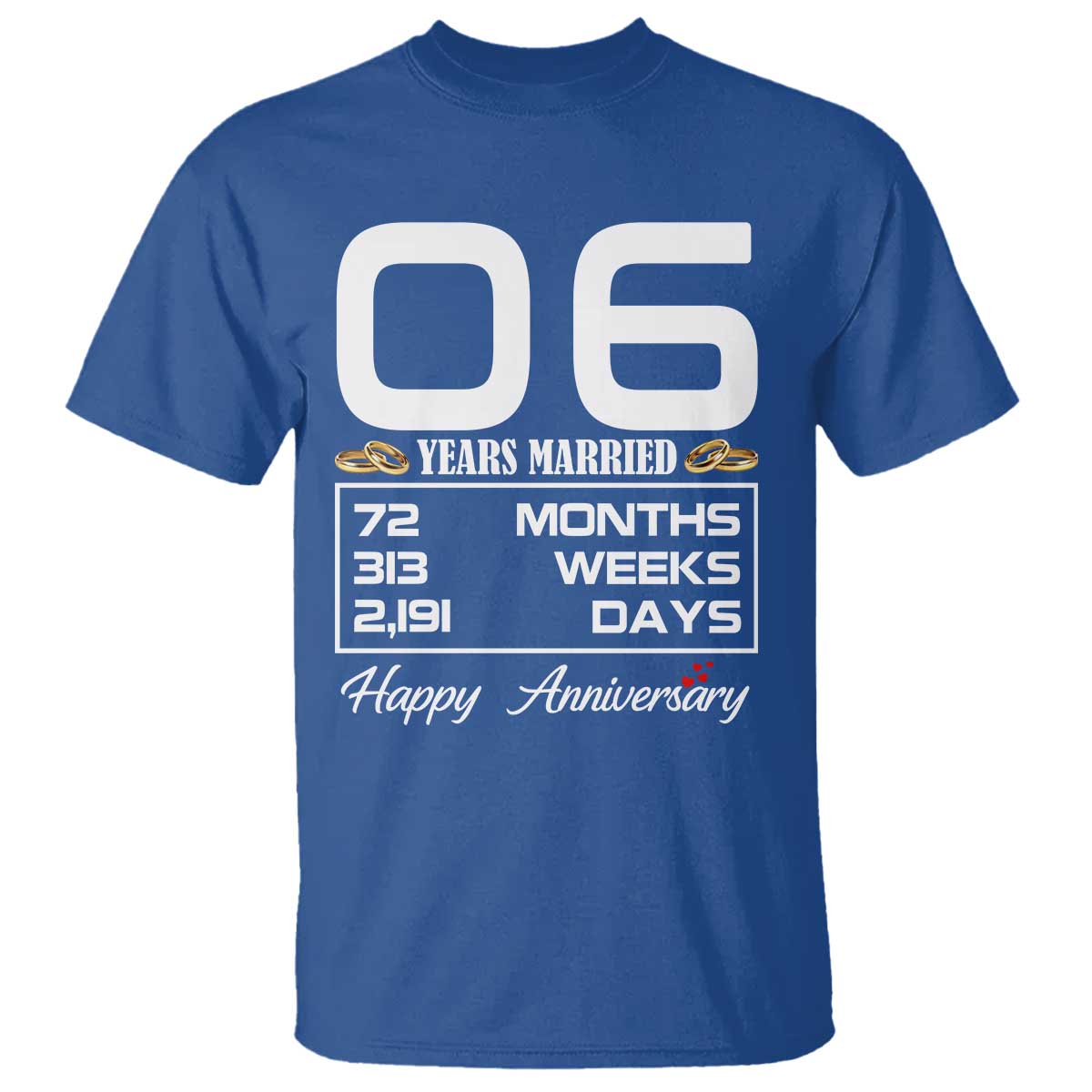 Vintage 6th Wedding Anniversary T Shirt Six Years Married Gift