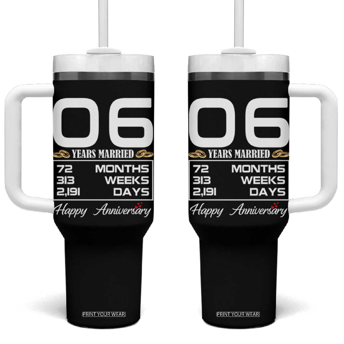 Vintage 6th Wedding Anniversary Tumbler With Handle Six Years Married Gift