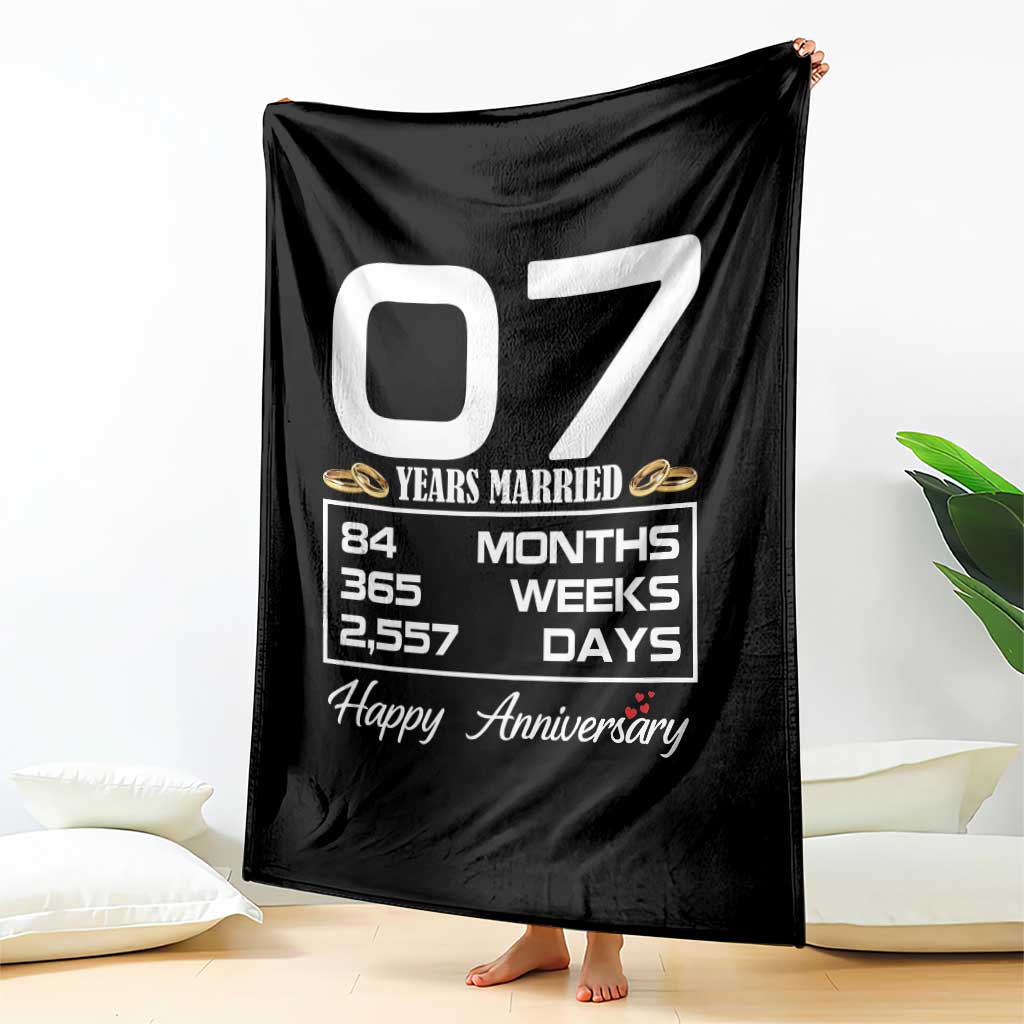 Vintage 7th Wedding Anniversary Throw Blanket Seven Years Married Gift