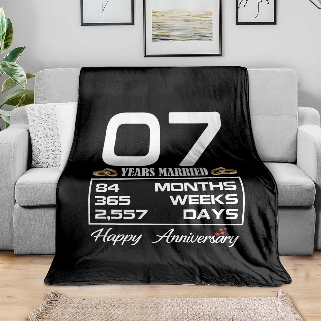 Vintage 7th Wedding Anniversary Throw Blanket Seven Years Married Gift