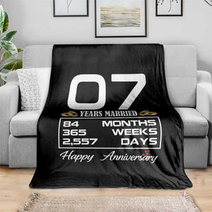 Vintage 7th Wedding Anniversary Throw Blanket Seven Years Married Gift