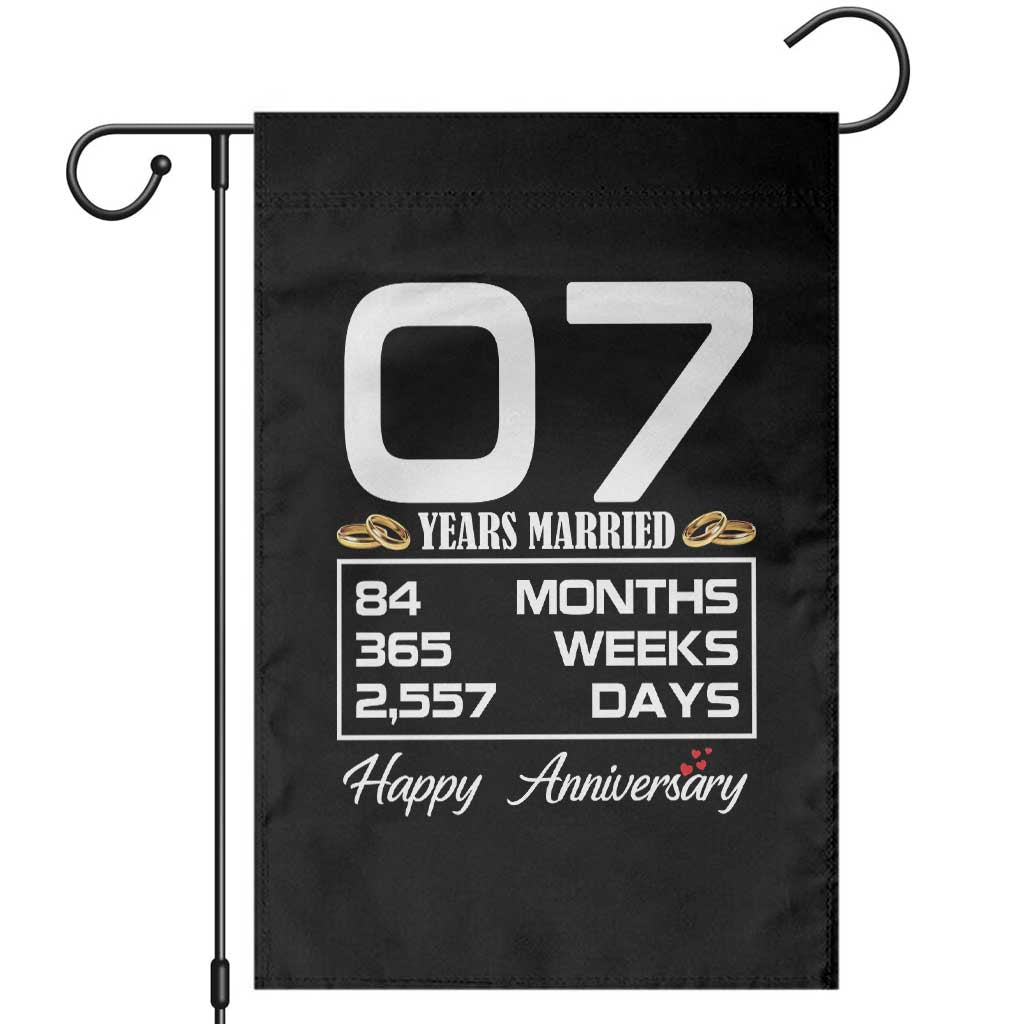 Vintage 7th Wedding Anniversary Garden Flag Seven Years Married Gift