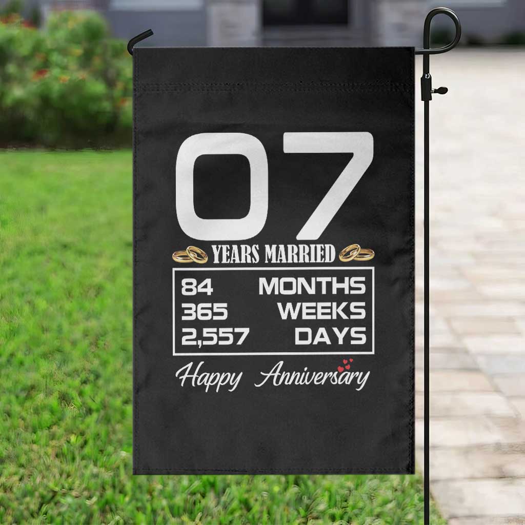 Vintage 7th Wedding Anniversary Garden Flag Seven Years Married Gift