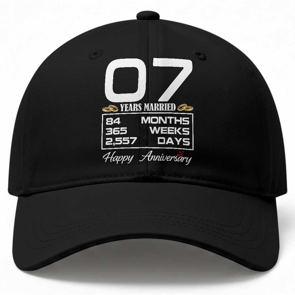 Vintage 7th Wedding Anniversary Baseball Cap Seven Years Married Gift