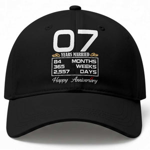 Vintage 7th Wedding Anniversary Baseball Cap Seven Years Married Gift