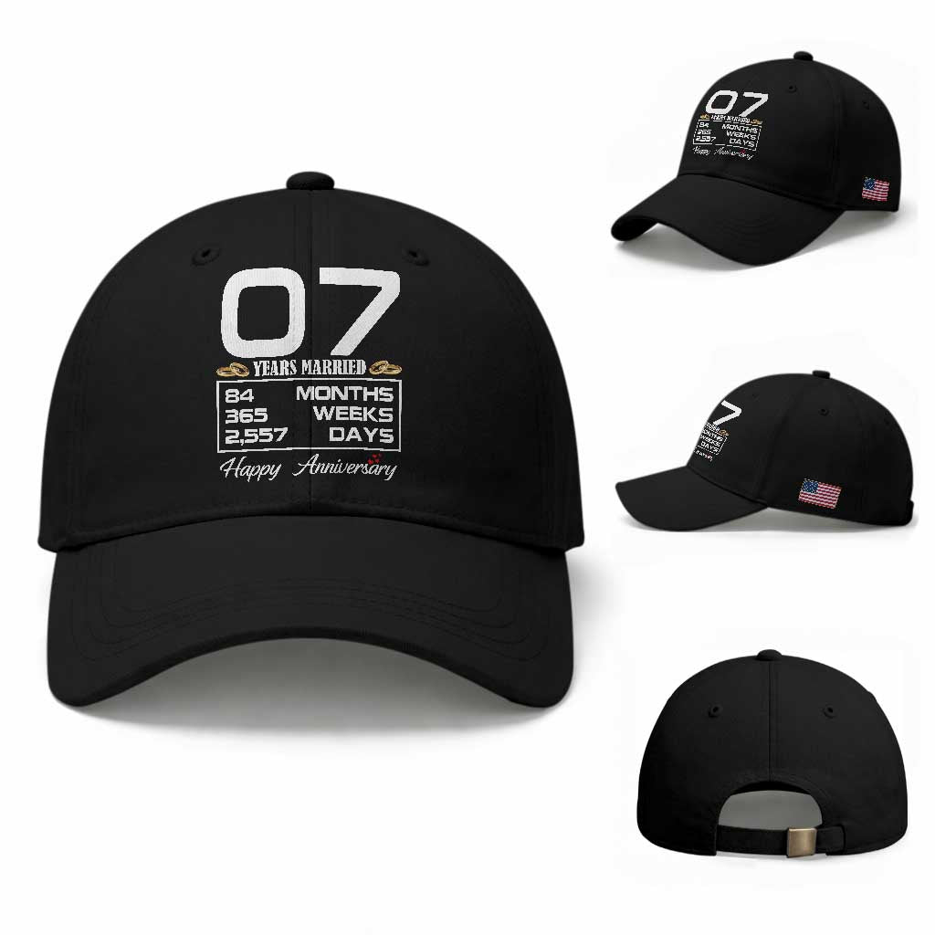 Vintage 7th Wedding Anniversary Baseball Cap Seven Years Married Gift