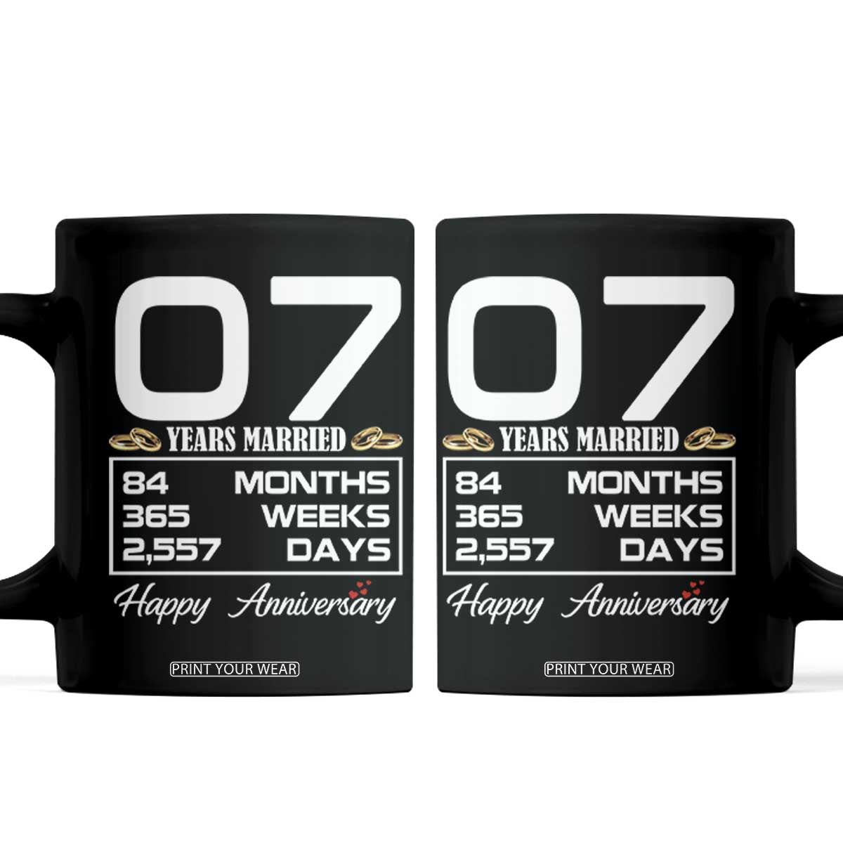 Vintage 7th Wedding Anniversary Coffee Mug Seven Years Married Gift