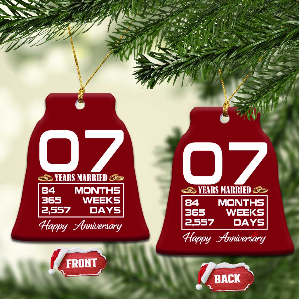 Vintage 7th Wedding Anniversary Ceramic Ornament Seven Years Married Gift