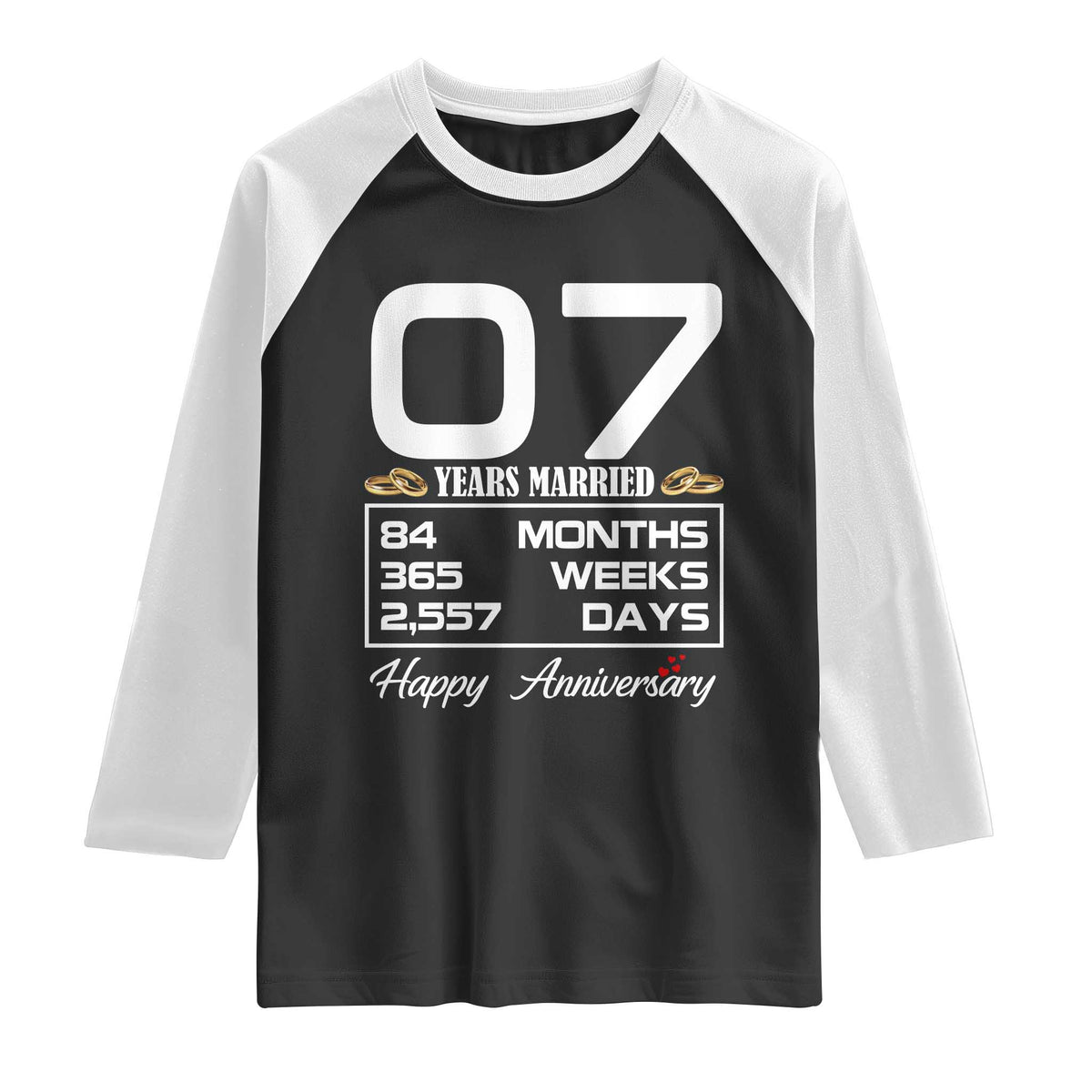 Vintage 7th Wedding Anniversary Raglan Shirt Seven Years Married Gift