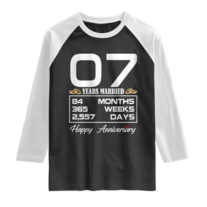 Vintage 7th Wedding Anniversary Raglan Shirt Seven Years Married Gift