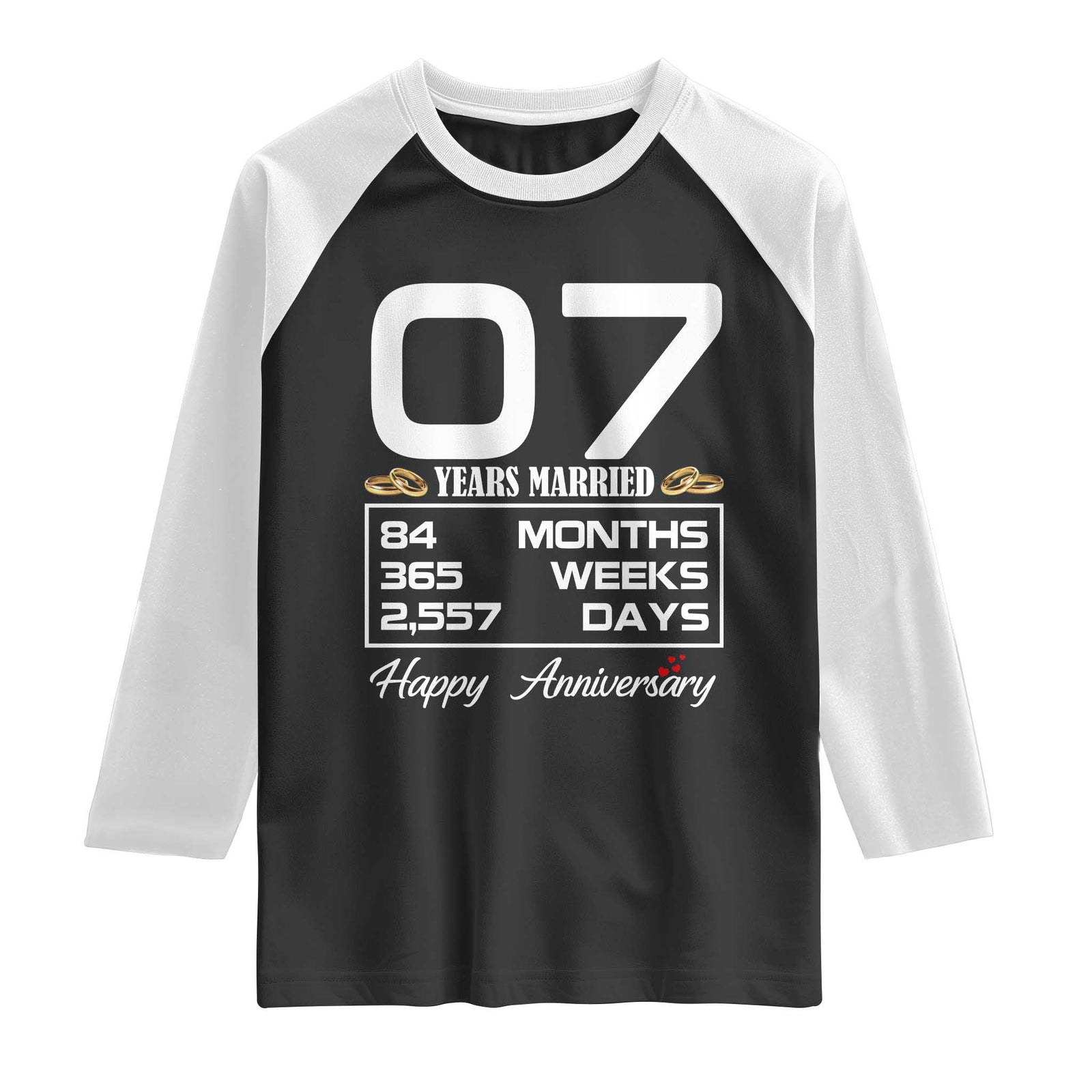 Vintage 7th Wedding Anniversary Raglan Shirt Seven Years Married Gift