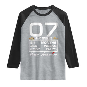 Vintage 7th Wedding Anniversary Raglan Shirt Seven Years Married Gift