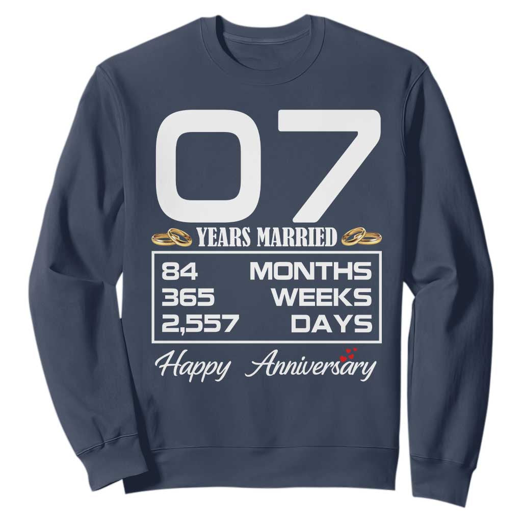 Vintage 7th Wedding Anniversary Sweatshirt Seven Years Married Gift