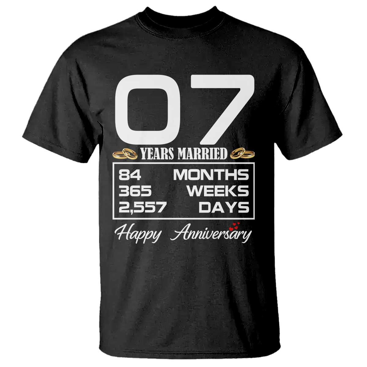 Vintage 7th Wedding Anniversary T Shirt Seven Years Married Gift