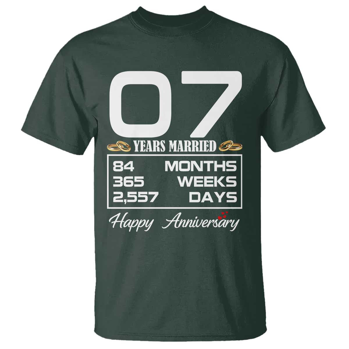 Vintage 7th Wedding Anniversary T Shirt Seven Years Married Gift
