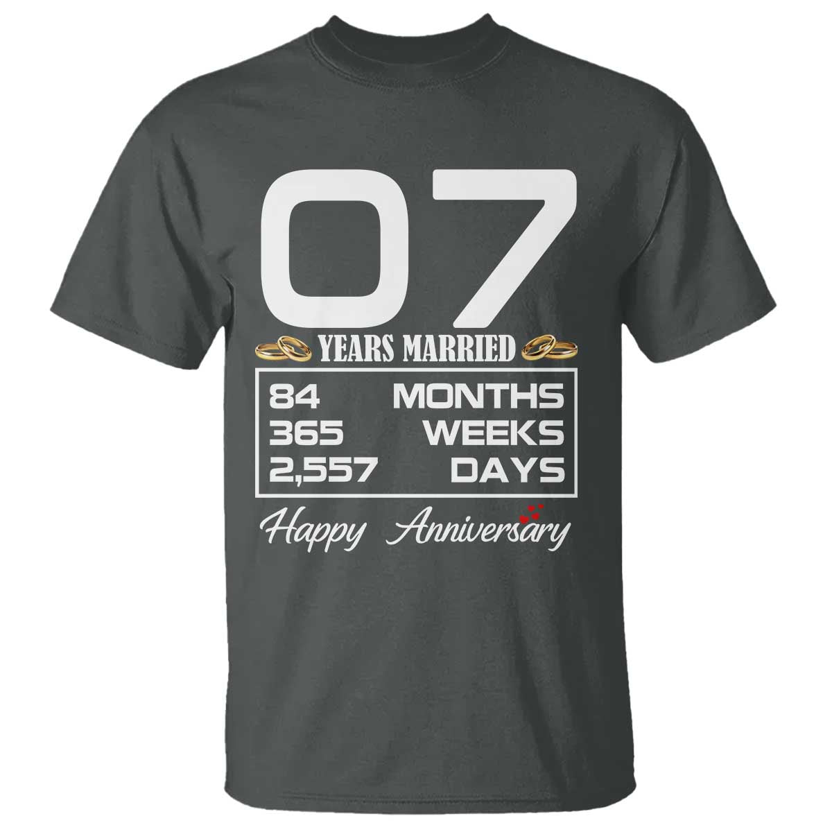 Vintage 7th Wedding Anniversary T Shirt Seven Years Married Gift