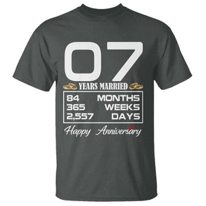 Vintage 7th Wedding Anniversary T Shirt Seven Years Married Gift
