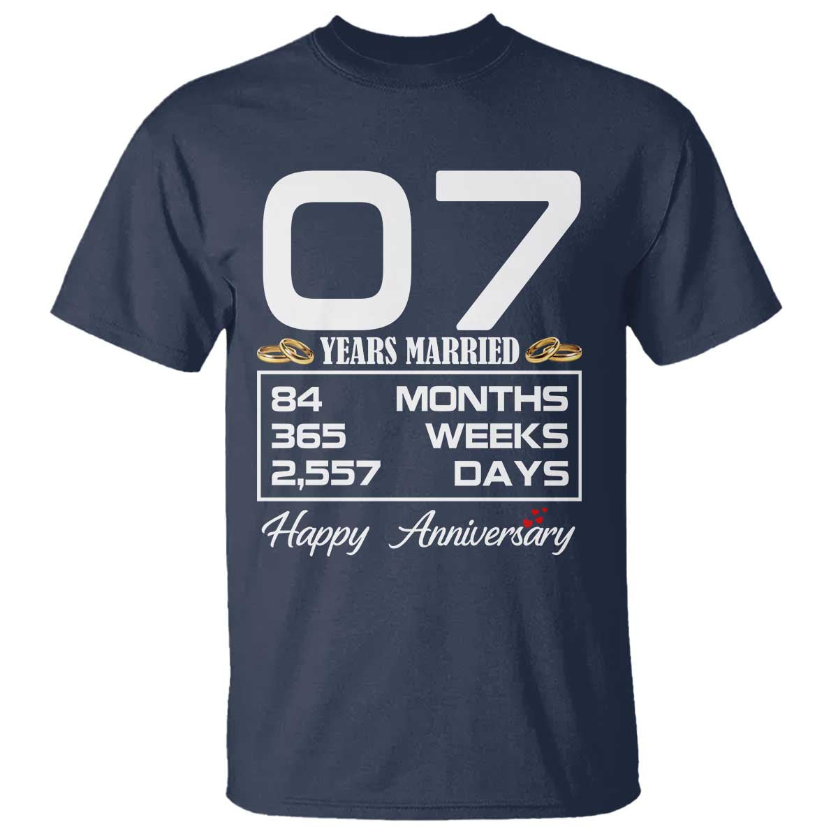 Vintage 7th Wedding Anniversary T Shirt Seven Years Married Gift