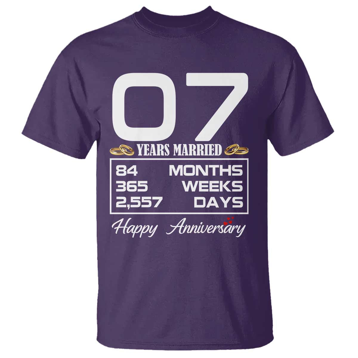 Vintage 7th Wedding Anniversary T Shirt Seven Years Married Gift
