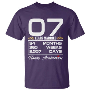 Vintage 7th Wedding Anniversary T Shirt Seven Years Married Gift