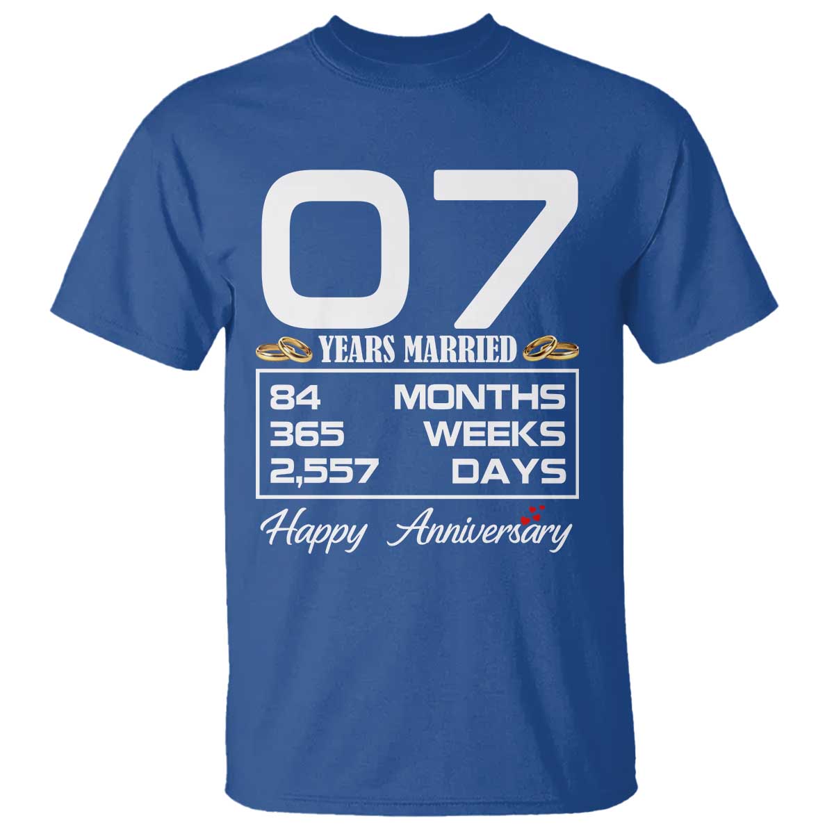 Vintage 7th Wedding Anniversary T Shirt Seven Years Married Gift