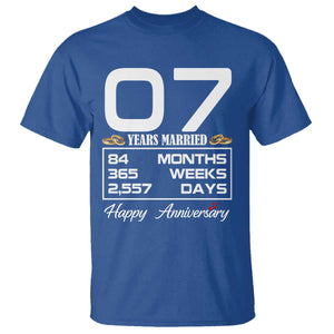 Vintage 7th Wedding Anniversary T Shirt Seven Years Married Gift