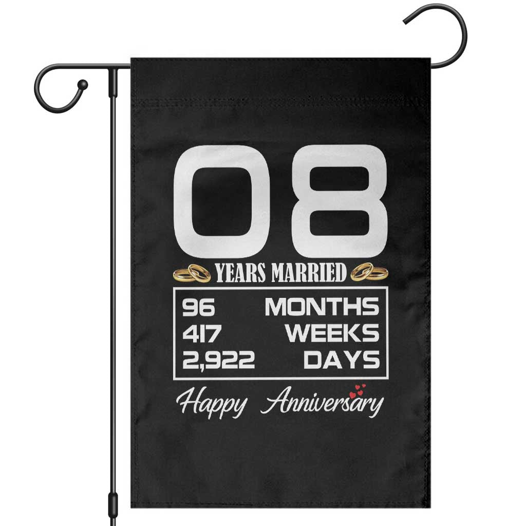 Vintage 8th Wedding Anniversary Garden Flag Eight Years Married Gift