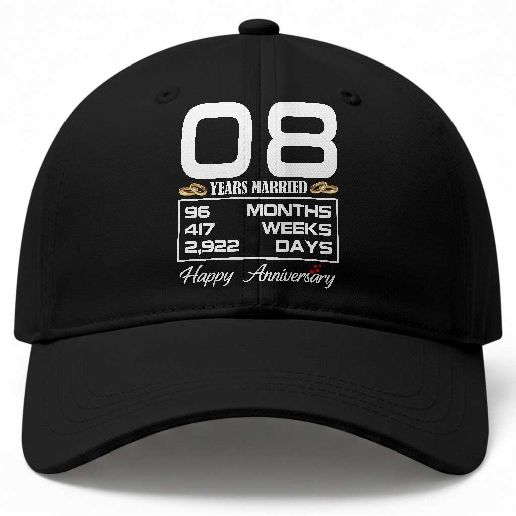 Vintage 8th Wedding Anniversary Baseball Cap Eight Years Married Gift