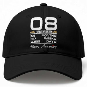 Vintage 8th Wedding Anniversary Baseball Cap Eight Years Married Gift