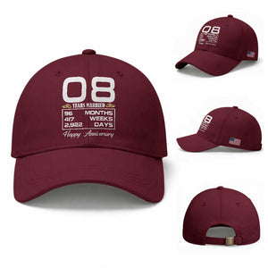 Vintage 8th Wedding Anniversary Baseball Cap Eight Years Married Gift