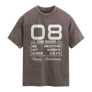 Vintage 8th Wedding Anniversary Washed Cotton T-Shirt Eight Years Married Gift