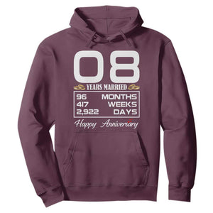 Vintage 8th Wedding Anniversary Hoodie Eight Years Married Gift