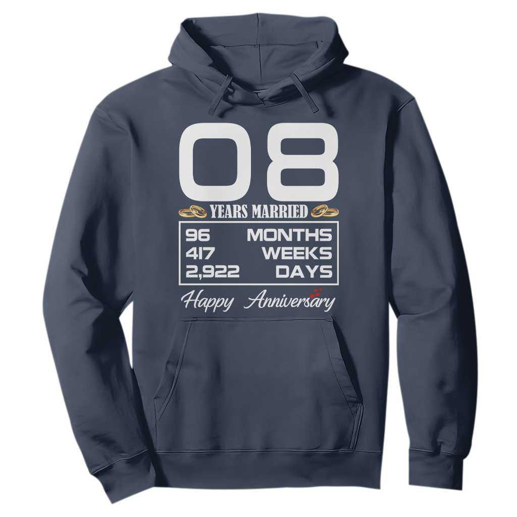 Vintage 8th Wedding Anniversary Hoodie Eight Years Married Gift