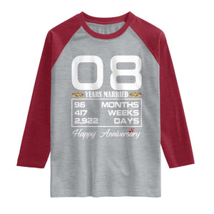Vintage 8th Wedding Anniversary Raglan Shirt Eight Years Married Gift