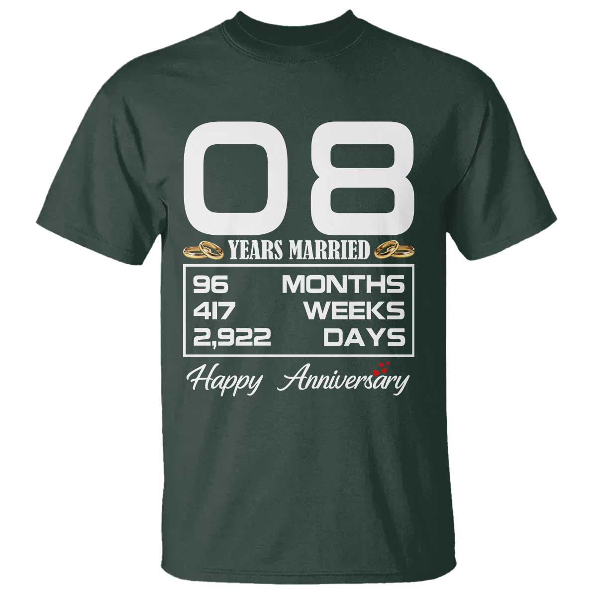 Vintage 8th Wedding Anniversary T Shirt Eight Years Married Gift