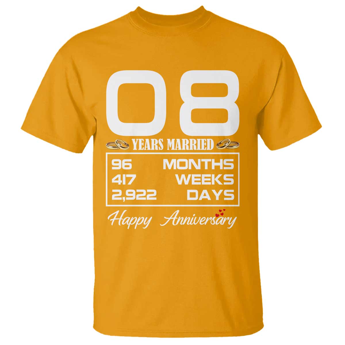 Vintage 8th Wedding Anniversary T Shirt Eight Years Married Gift