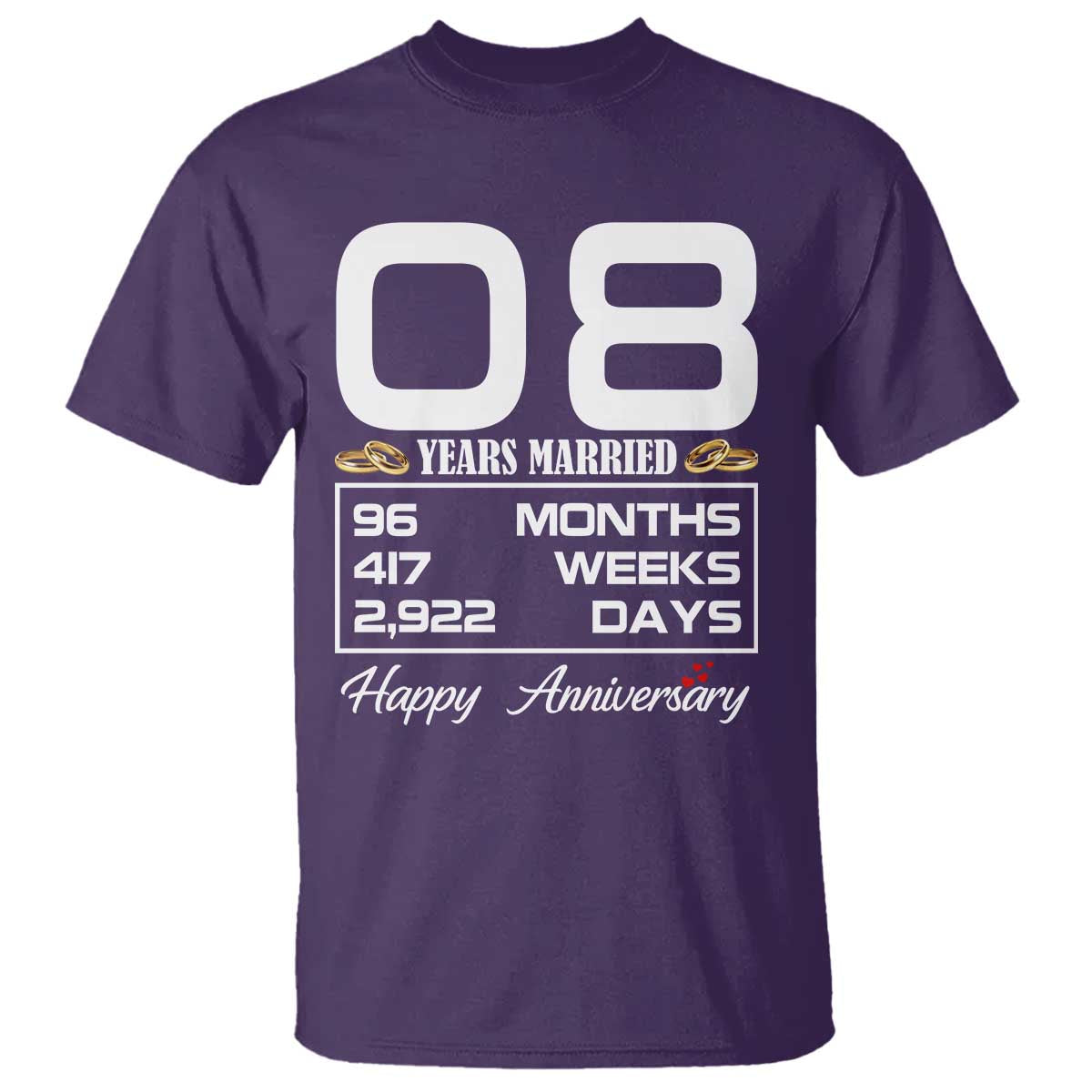 Vintage 8th Wedding Anniversary T Shirt Eight Years Married Gift
